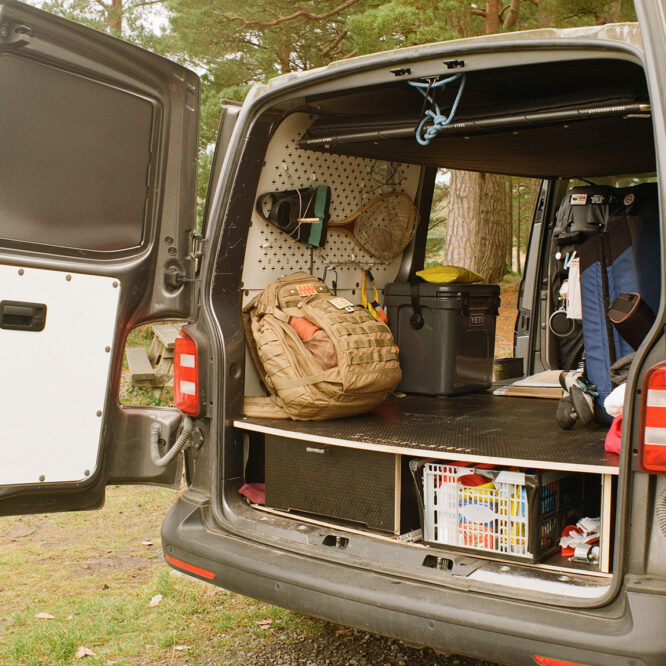 VW T5 adventure campervan captured on medium format film Pentax 6x9
